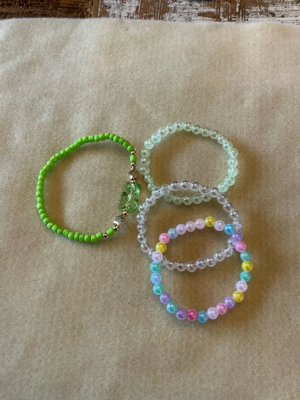 Kids Beaded Stretch Bracelet Set, choose your color set!